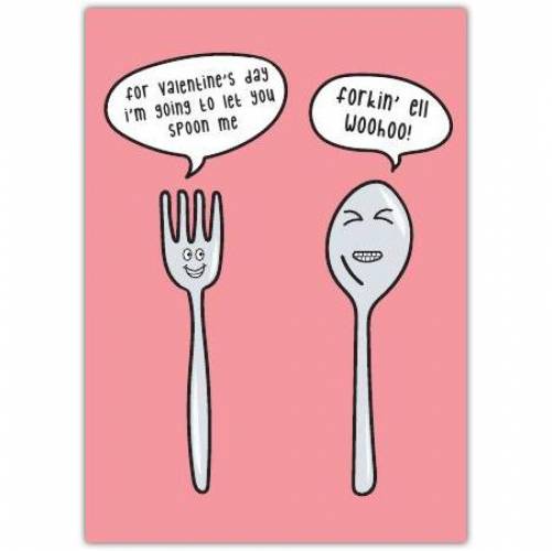 Fork & Spoon Valentines Day Greeting Card