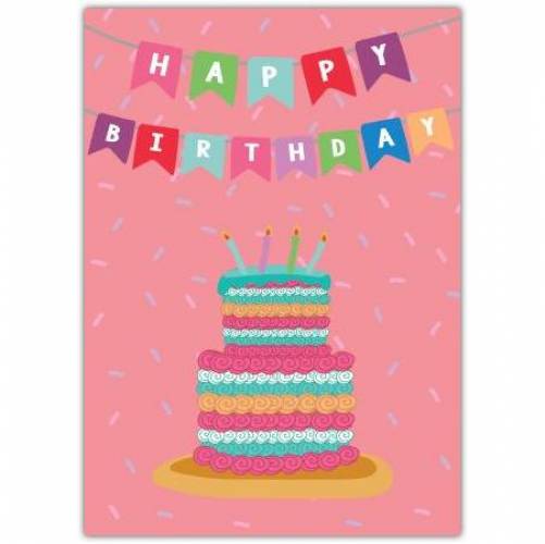 Happy Birthday Banner Cake Card
