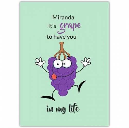 Thank You Funny Grape Pun Card Card