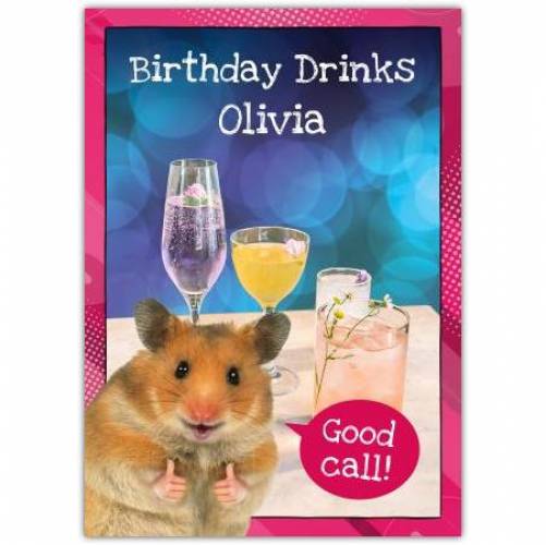 Hamster Birthday Drinks Greeting Card