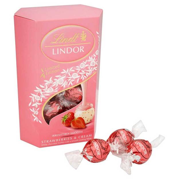 Lindt Lindor Strawberry And Cream 200g Greeting Card Greetingsie 1059 004