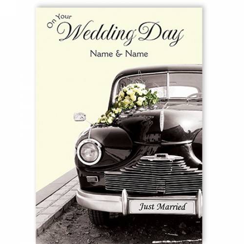 On Your Wedding Day Vintage Car Card
