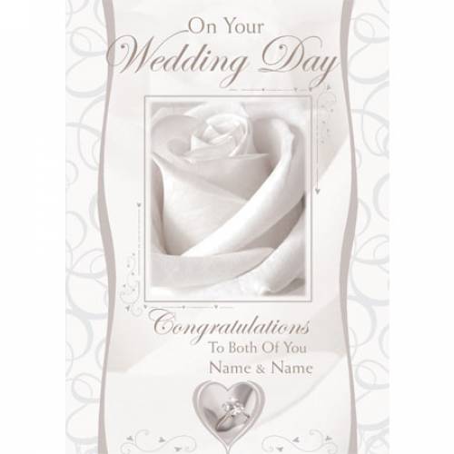 On Your Wedding Day Congratulations White Rose Card