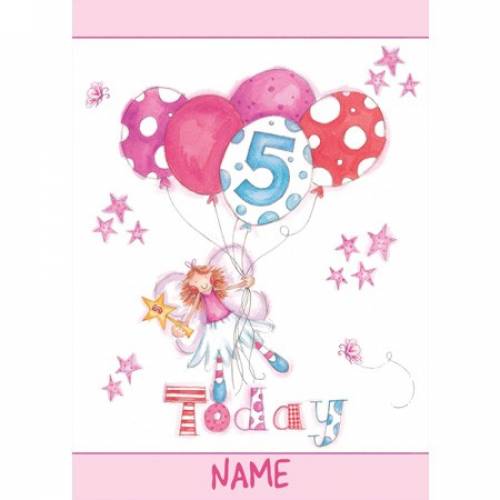 Five Today Balloons Girl 5th Birthday Card