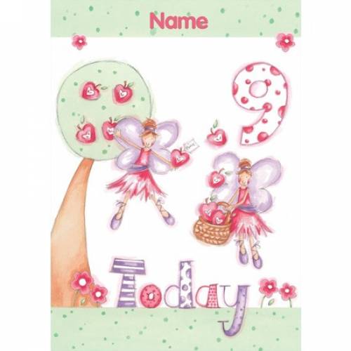 Fairy Pink Girl Happy 9th Birthday Card
