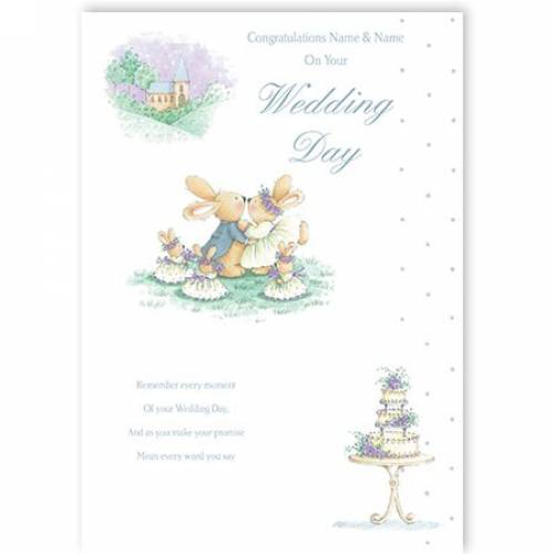 Bunny Rabbits On Your Wedding Day Wedding Card