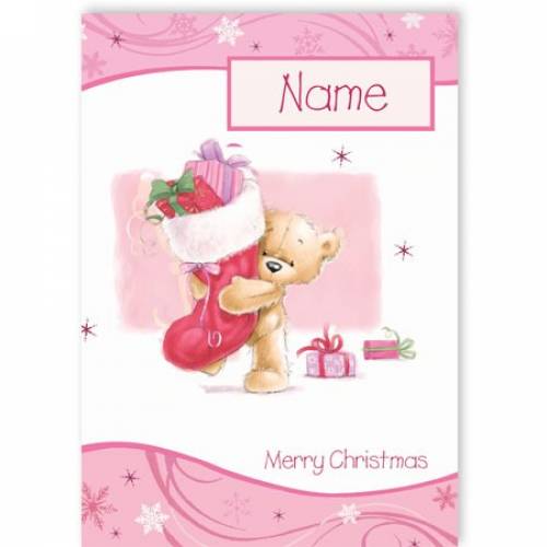 Bear With Filled Christmas Stocking Christmas Card