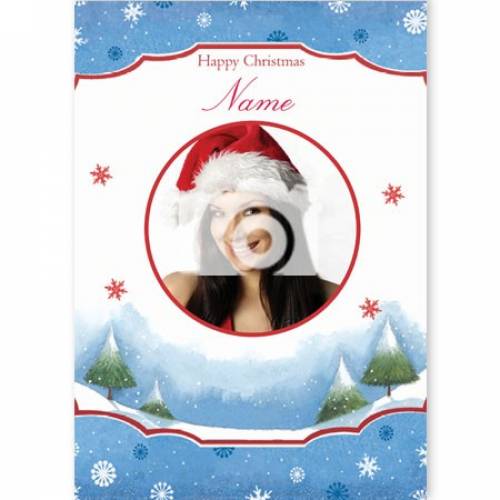Happy Christmas Circular Photo Christmas Card