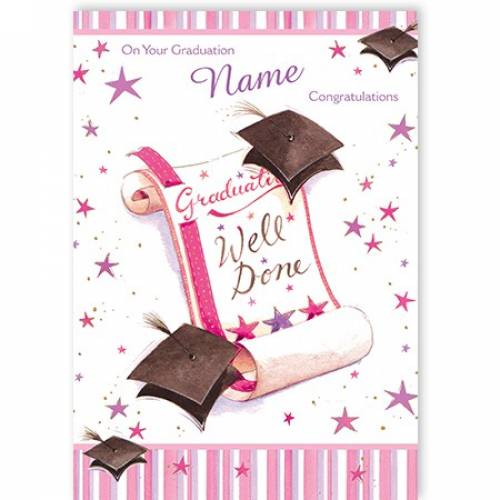 Well Done Pink Graduation Card