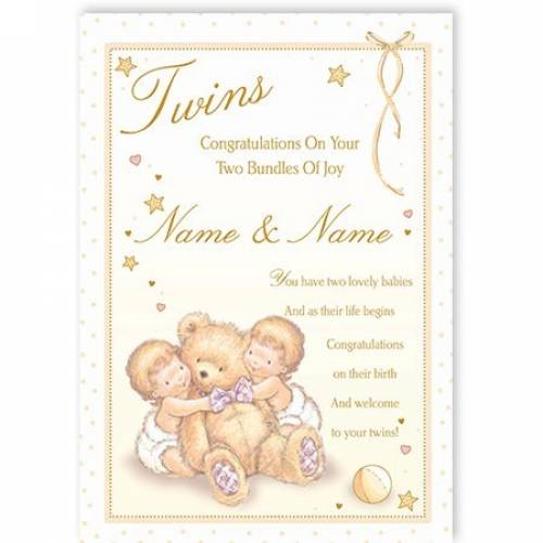 Two Bundles Of Joy Twin Babies Baby Card