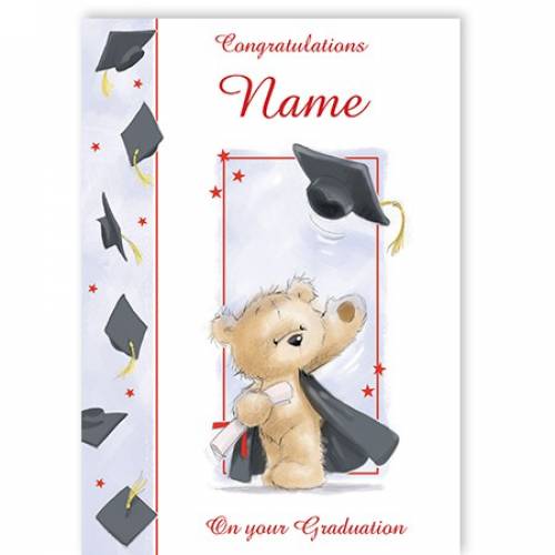 Bear & Mortarboard Congratulations Graduation Card