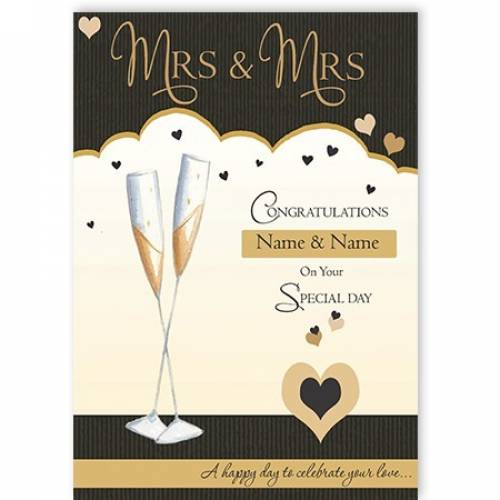 Mrs & Mrs Congratulations On Your Special Day Wedding Card