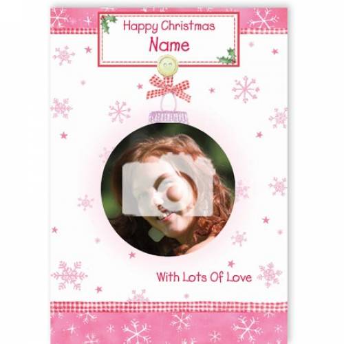 Pink Happy Christmas With Lots Of Love Christmas Card