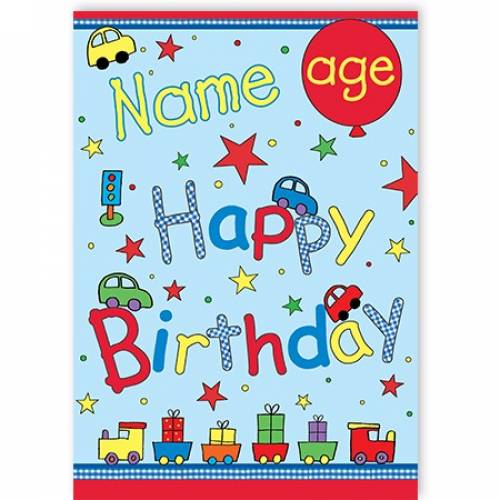 Car Stars Age Happy Birthday Card