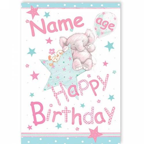 Elephant Star Age Happy Birthday Card