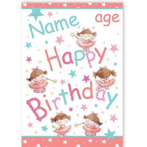 Fairies Name Happy Birthday Card