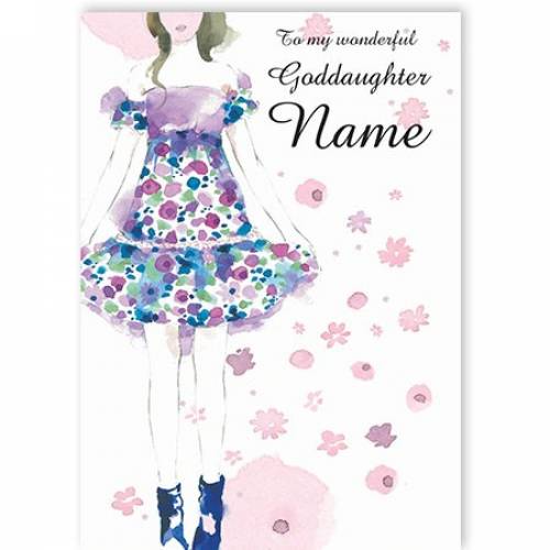 To My Wonderful Goddaughter Flower Dress Name Card
