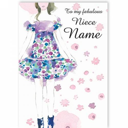 To My Fabulous Flower Dress Niece Name Card