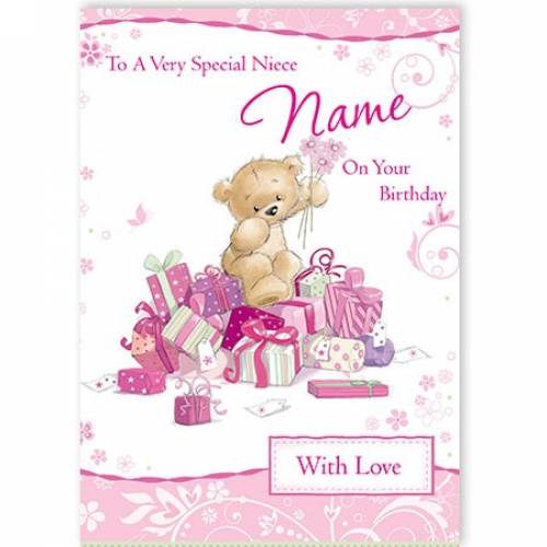 Special Niece On Your Birthday Pink Teddy Card