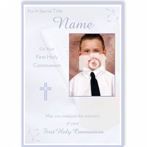 First Holy Communion Silver Cross Card