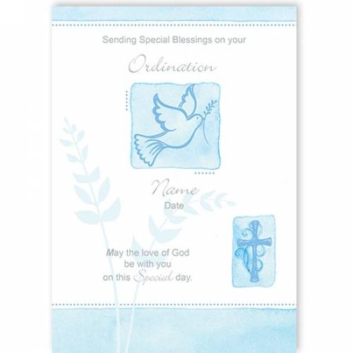 Dove God Be With You Ordination Card