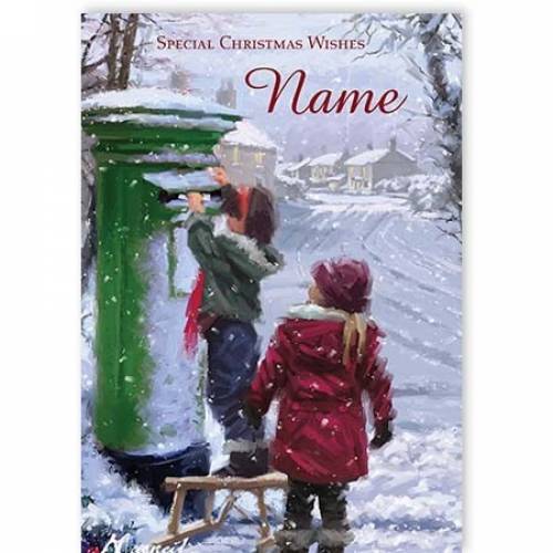 Christmas Wishes Children Postbox Card