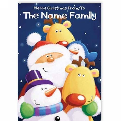 Cartoon Christmas Family Christmas Card