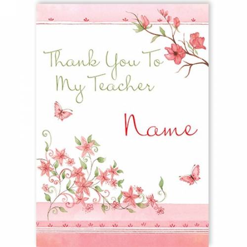 Thank You Teacher Flowers Card