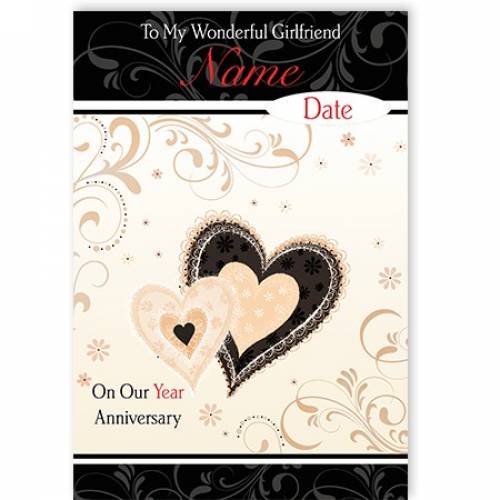 Girlfriend Anniversary Heart Card