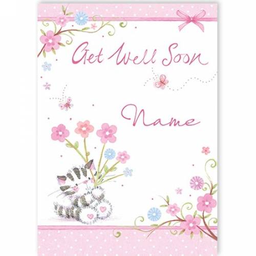 Get Well Soon Kitten And Flowers Card
