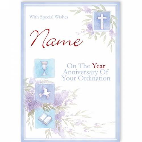 Chalice Dove Book Ordination Anniversary Card Card