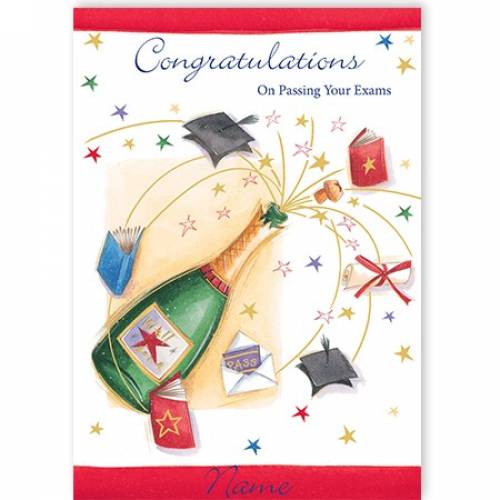 Champagne Bottle Passing Your Exams Card