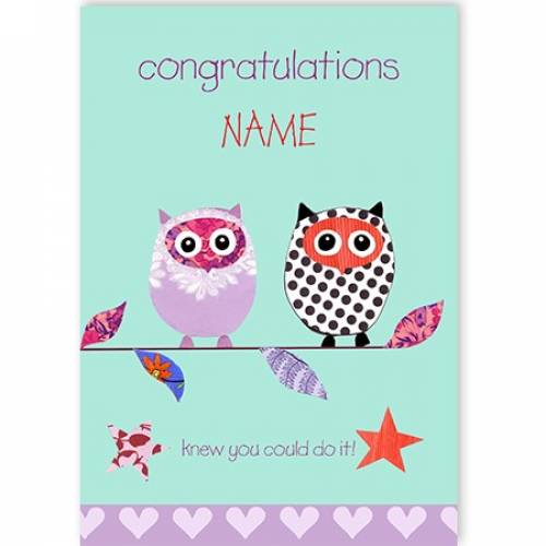 Congratulations - Knew You Could Do It Owls Card