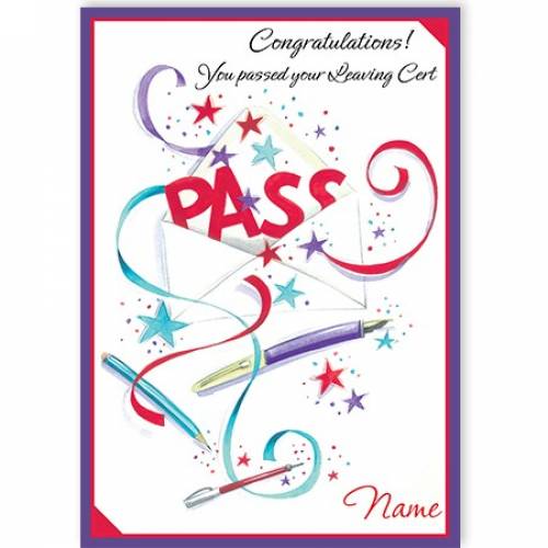 Congratulations You Passed Your Leaving Cert-pass Card