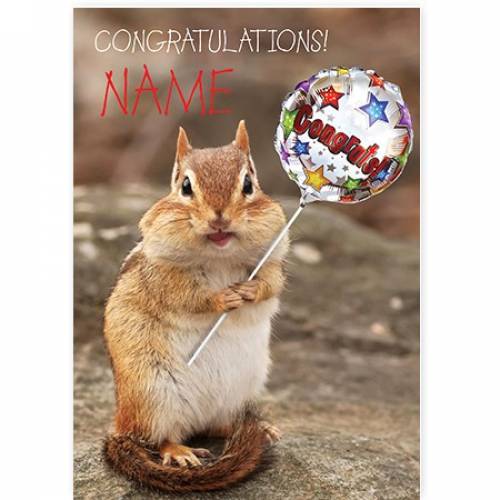 Congratulations Squirrel With Balloon Card