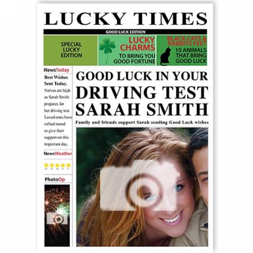 Newspaper Good Luck In Your Driving Test Card