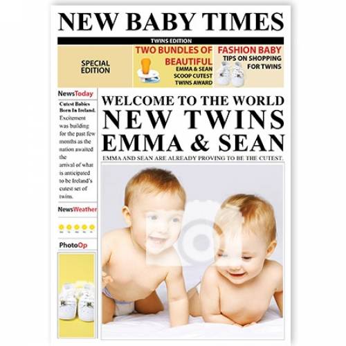 New Baby Times Welcome To The World Twins Card