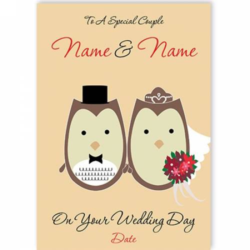Owls To A Special Couple On Your Wedding Day Card
