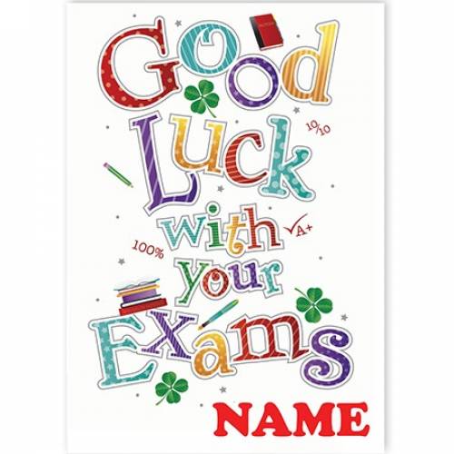Coloured Letters Exams Good Luck Card