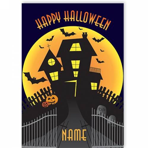 Happy Halloween Spooky House Card