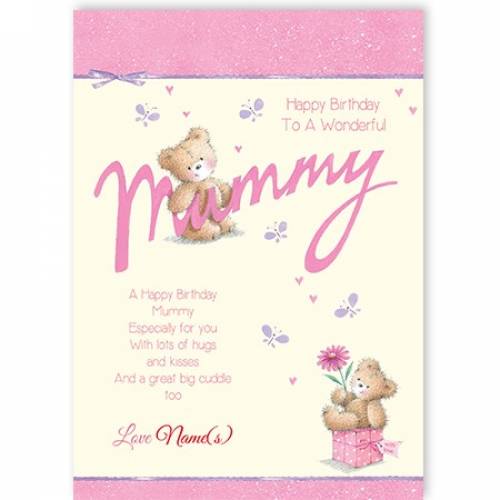 Wonderful Mummy Teddy Birthday Card