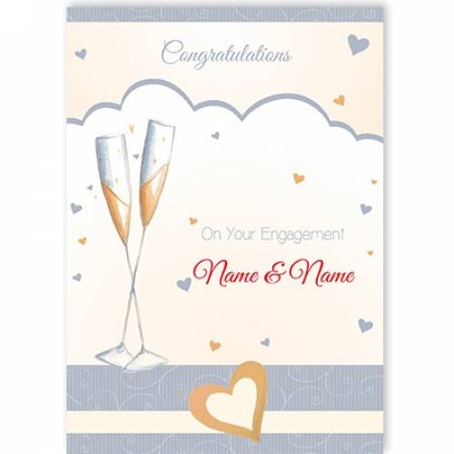 Congratulations On Your Engagement Illustration Flutes Card