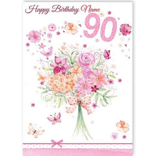 Bouquet Of Flowers 90th Birthday Card