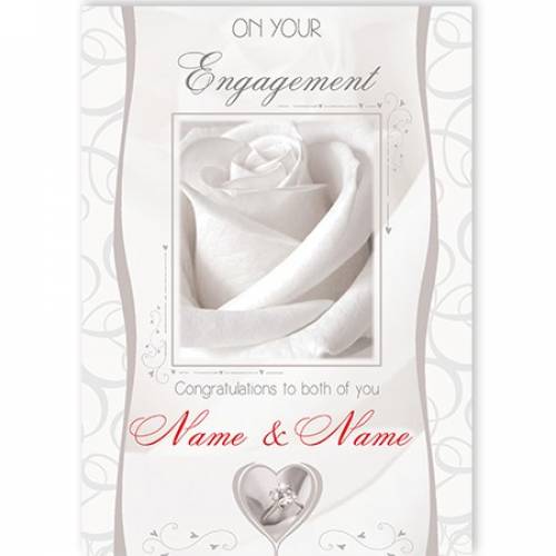 Engagement White Rose To You Both Card
