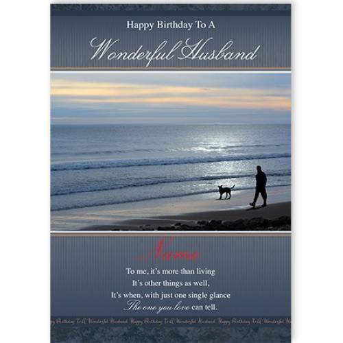 Happy Birthday To A Wonderful Husband Beach Card