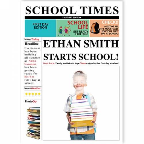 School Times Newspaper Child Starts School Card