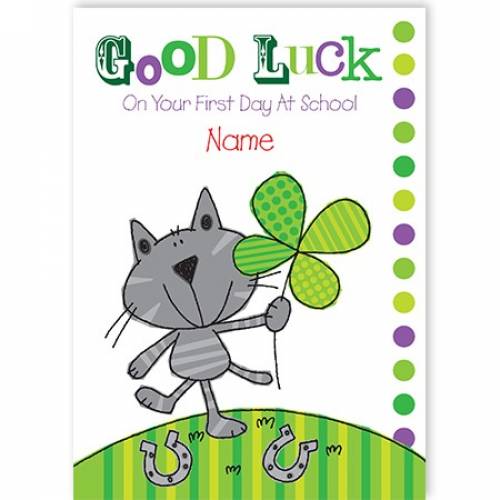 Good Luck - First Day At School Four Leaf Clover Card