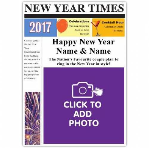 Photo Newspaper To A Couple Happy New Year Card