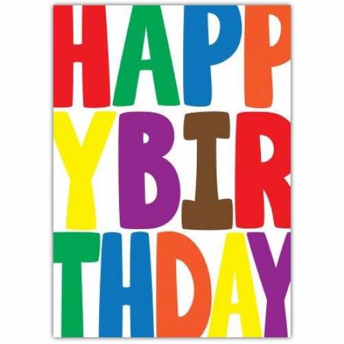 Big Coloured Letters Happy Birthday Card