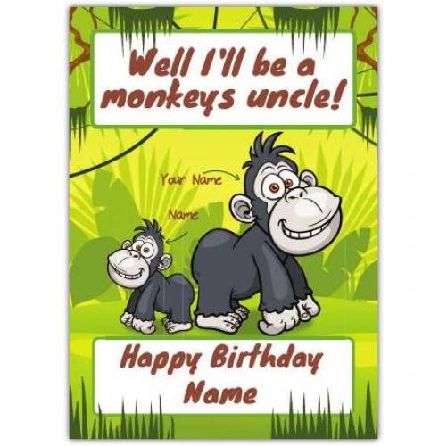 Monkey's Uncle Happy Birthday Card